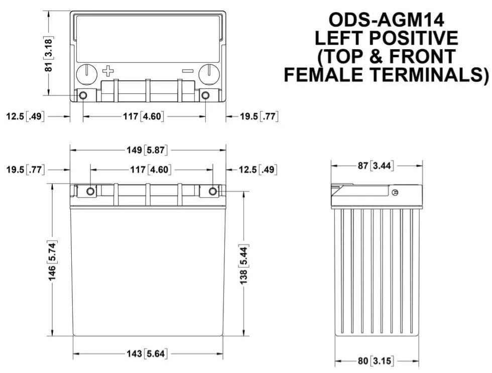 Odyssey Extreme Series AUX14 Battery: JL & JT Gas